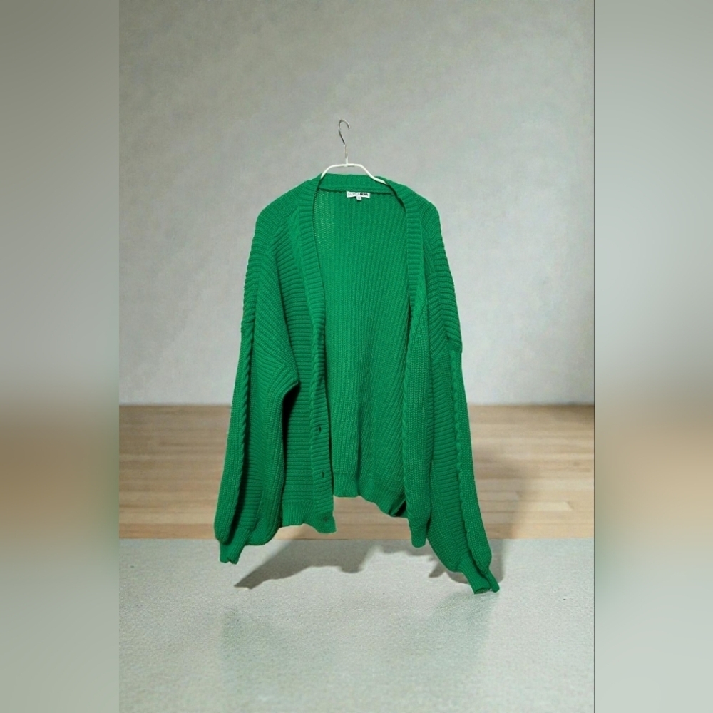 Fashion Nova Couch Convo Cardigan - Green Size 1X(14/16) (NWOT) - Picture 8 of 12